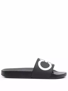 Ferragamo шлепанцы с принтом Gancini, черный