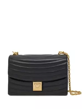 Ferragamo стеганая сумка через плечо среднего размера, черный