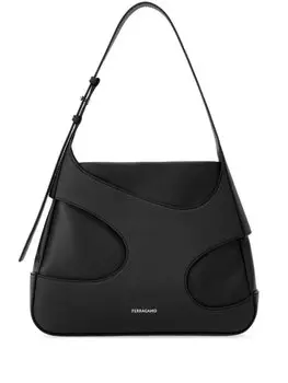 Ferragamo сумка на плечо с вырезами и логотипом, черный