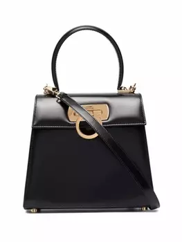 Ferragamo сумка-тоут с декором Gancini, черный