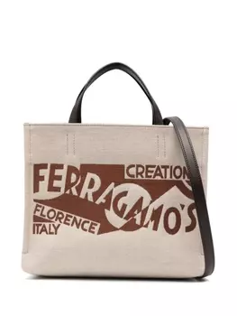 Ferragamo сумка-тоут с логотипом, нейтральный цвет