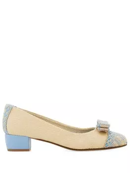 Ferragamo туфли Vara 30 из рафии, нейтральный цвет