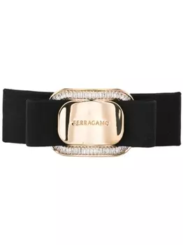 Ferragamo заколка-бантик с логотипом, черный