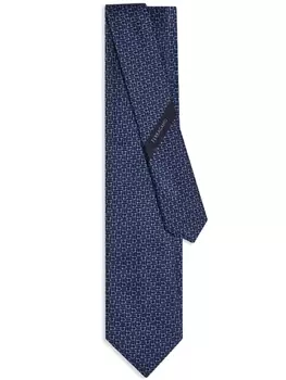 Ferragamo жаккардовый галстук с декором Gancini, синий