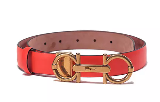 Ferragamo Женский кожаный ремень цвета арбузно-красный