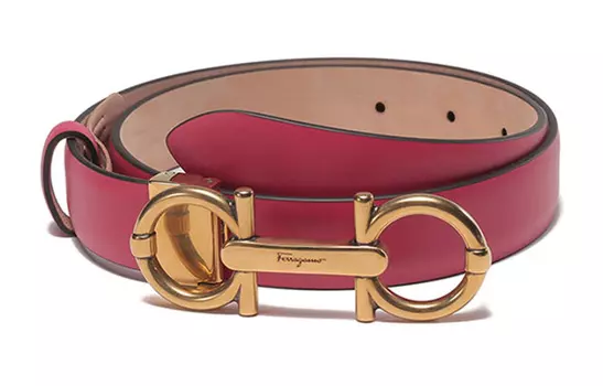 Ferragamo Женский кожаный ремень Gancini, розово-красный