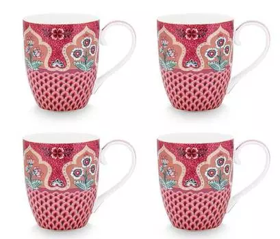 Фестивальные чашки цветов deco ii (набор из 4 шт.) Pip Studio, розовый