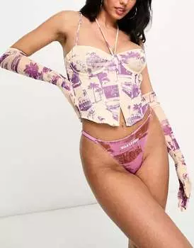 Фестивальный корсет Wild Lovers Presley с перчатками в ретро-принте