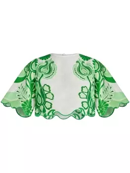 Фестивальный льняной кроп-топ FARM Rio, зеленый