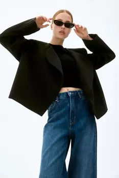 Фетровая куртка с шалевым воротником H&M, черный