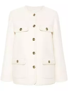 Фетровая куртка в стиле милитари с плетеной отделкой SANDRO, нейтральный цвет