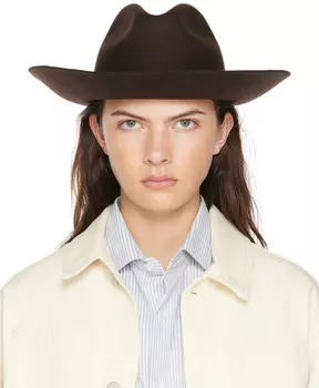 Фетровая шляпа из шерсти коричневого цвета с золотыми шипами Golden Goose