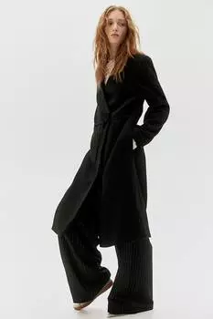 Фетровое пальто с завязкой H&M, черный