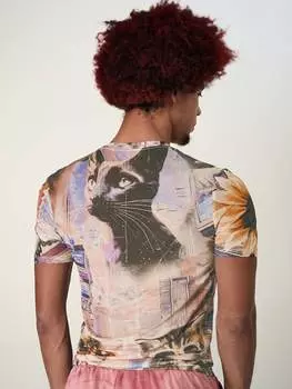 FeverCity Мужская летняя футболка с короткими рукавами и круглым вырезом с произвольным принтом, многоцветный
