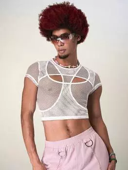 FeverCity Мужская однотонная футболка с короткими рукавами и круглым вырезом, повседневная перспектива, белый цвет