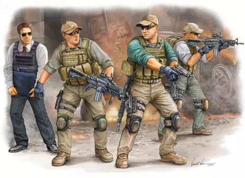 Фигурки для склейки ЧВК в Ираке VIP Защита, 4 шт. TRUMPETER