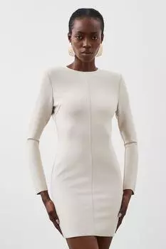 Фигурная форма Бандажное трикотажное мини-платье Karen Millen, бежевый