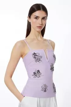 Фигурная форма Бандажный вязаный топ-бандо с украшением Karen Millen, фиолетовый