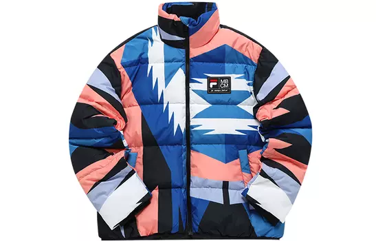 FILA FUSION Куртка-пуховик Marcelo Burlon унисекс, синяя, ромбовидная