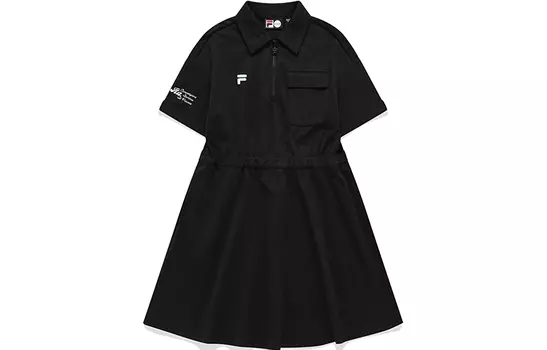 FILA FUSION Платье с короткими рукавами женское, черное как смоль