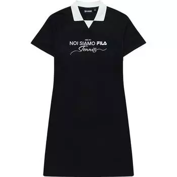FILA FUSION Платье с короткими рукавами женское, черное как смоль