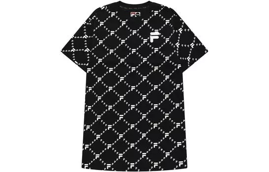 FILA FUSION Платье с короткими рукавами женское, черное как смоль