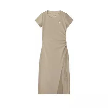 FILA FUSION Платье с короткими рукавами, женское, серо-коричневого цвета хаки