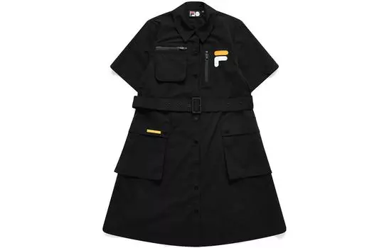 FILA FUSION Женское платье с короткими рукавами, черное как смоль
