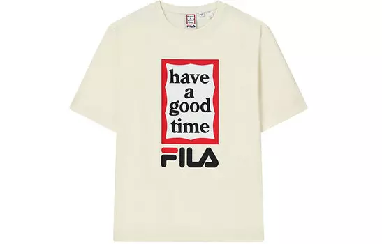FILA Футболка унисекс «Хорошо провести время» с сыром белого цвета
