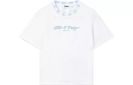 ФИЛА Женская футболка FILA, цвет Cloud White/Bliss Pink/Green