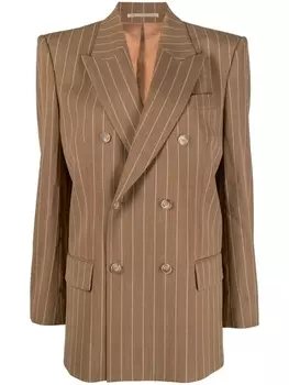 Filippa K двубортный блейзер в полоску, коричневый