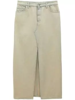 Filippa K джинсовая юбка миди с разрезом, нейтральный цвет