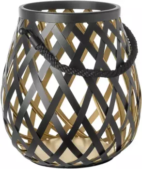 Финковый фонарь-свеча "OTIS", (1 шт.), фонарь, черная порошковая покраска, внутри золотистый цвет, со стеклом Fink 24 см, черный