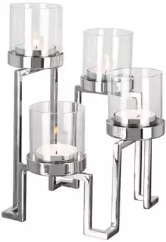 Финковый подсвечник "ГРАНТ, Рождественское украшение", (1 шт.), из нержавеющей стали и стекла, 4 пламени, Адвент-подсвечник Fink 22х56х22 см, цвет silberfarben