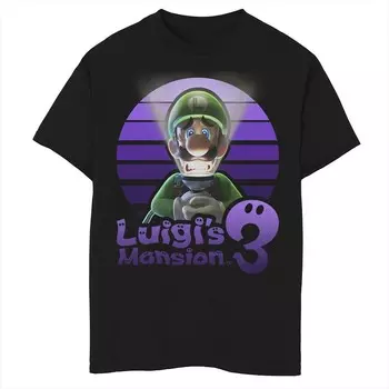 Фиолетовая футболка Luigi's Mansion 3 Luigi's Mansion 3 для мальчиков 8–20 лет с рисунком портрета Luigi Licensed Character, черный