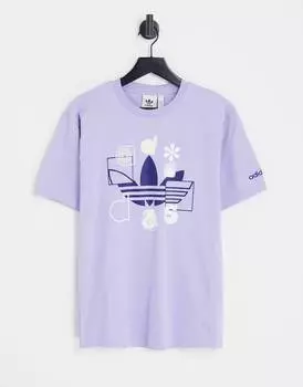 Фиолетовая футболка с изображением трилистника adidas Originals SPRT US