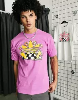 Фиолетовая футболка с логотипом-трилистником adidas Originals