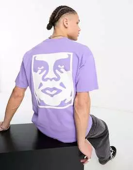Фиолетовая футболка с принтом на спине Obey Bold Icon