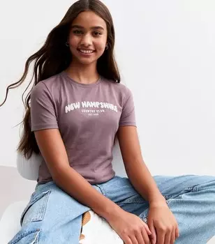 Фиолетовая футболка с принтом «New Hampshire Bubble» для девочек New Look, светло-фиолетовый
