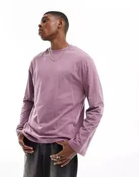 Фиолетовая футболка свободного кроя с длинными рукавами ASOS DESIGN