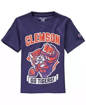 Фиолетовая футболка-талисман Clemson Tigers Strong для мальчиков и девочек Big Champion, фиолетовый