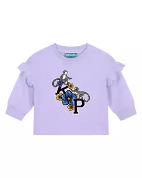 Фиолетовая хлопковая футболка для девочки Kenzo Kids, цвет Lila