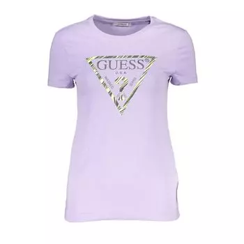 Фиолетовая хлопковая футболка Guess Shoes, фиолетовый