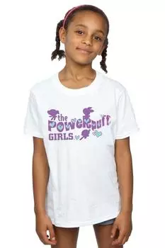 Фиолетовая хлопковая футболка с логотипом Powerpuff Girls, белый