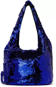 Фиолетовая мини-сумка-шоппер с пайетками JW Anderson, темно-синий