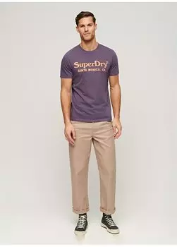 Фиолетовая мужская футболка с круглым вырезом с принтом M1011893A2AW_VENUE CLASSIC LOGO TS Superdry