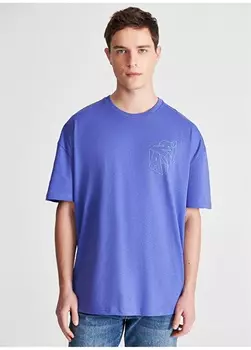 Фиолетовая мужская футболка с круглым вырезом с принтом Mavi