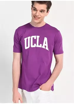 Фиолетовая мужская футболка с круглым вырезом со стандартным узором и принтом Ucla