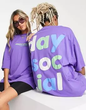 Фиолетовая оверсайз-футболка с объемным логотипом на спине ASOS Daysocial