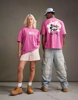 Фиолетовая оверсайз-футболка унисекс с изображением Микки Мауса ASOS DESIGN Disney
